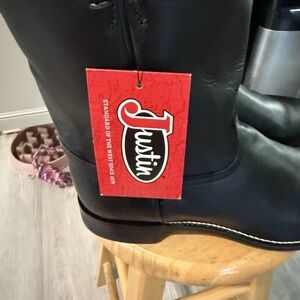 Justin Boots Black Leather Men's Boots